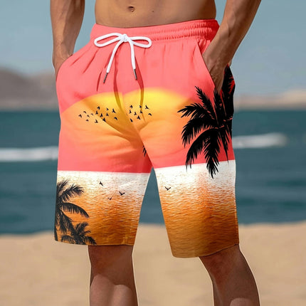 Men's 3D Print Sports Shorts With Drawstring, Casual Pants For Summer And Outdoors Activities