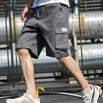 Summer Men's Multi Pocket Waist Drawstring Adjustable Wear-resistant Casual Workwear Shorts