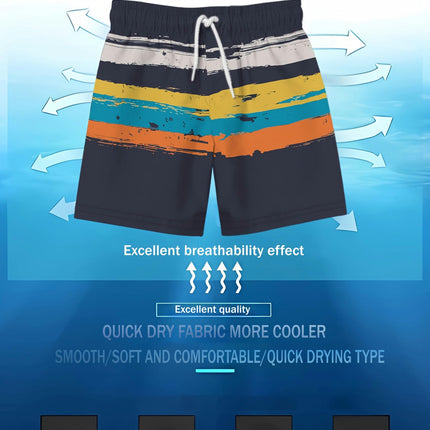 Men's Casual Striped Beach Shorts - Quick-Dry, Breathable Polyester, Machine Washable