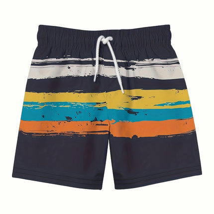 Men's Casual Striped Beach Shorts - Quick-Dry, Breathable Polyester, Machine Washable