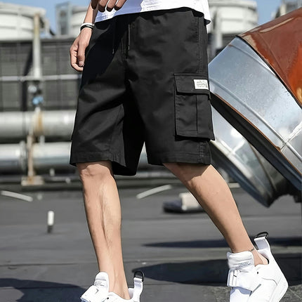 4pcs Men's Cargo Shorts With Drawstrings, Casual Outdoor Short Pants As Gift