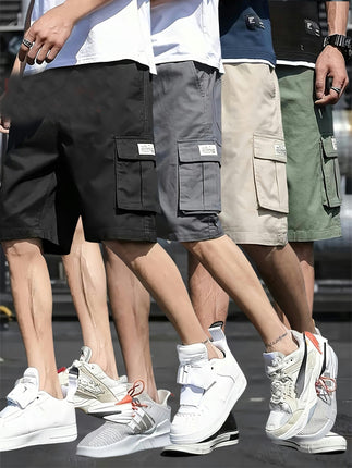 4pcs Men's Cargo Shorts With Drawstrings, Casual Outdoor Short Pants As Gift