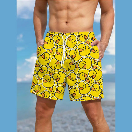 Men's Beach Shorts Swim Trunks Quick Dry Casual Polyester Swim Shorts with Pockets