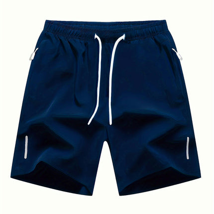 3pcs Men's Solid Quick Drying Shorts Elastic Waist Drawstring Shorts For Summer Gym Workout