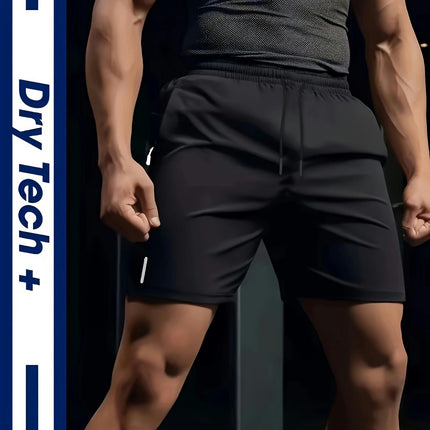 3pcs Men's Solid Quick Drying Shorts Elastic Waist Drawstring Shorts For Summer Gym Workout