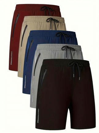 Men's 5-Pack Athletic Shorts Pocket Design, Suitable for Hiking, Beach, and Casual Outings