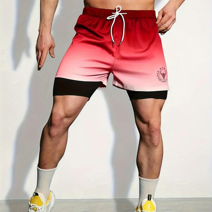 3D Digital Printing Men's Shorts Double Layer Anti-exposure Fitness Sports Quick-drying Shorts