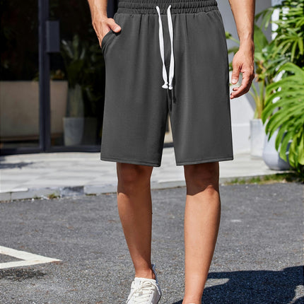 Men's Sweat Shorts Drawstring Elastic Waist Gym Workout Shorts Casual Shorts with Pockets