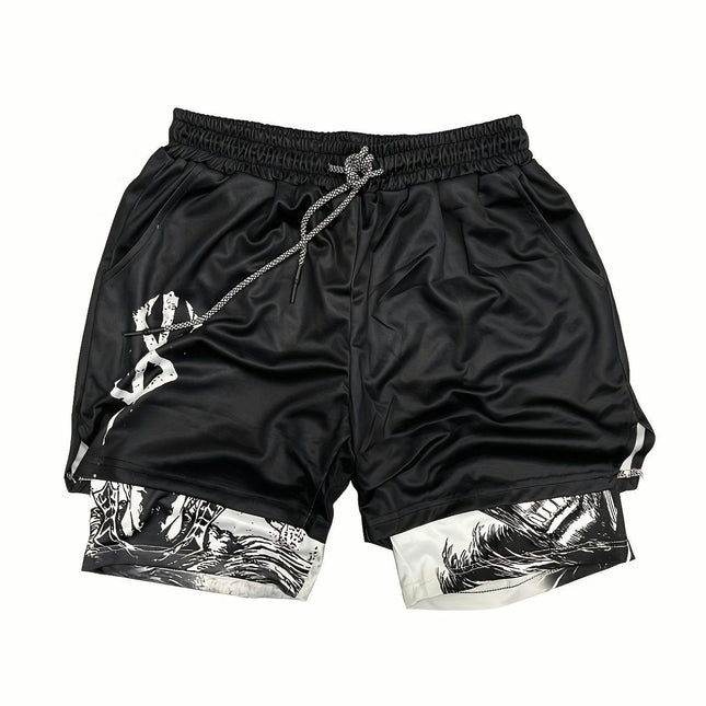 Short Summer Beach Pants Fitness Training Pant Sports Men's 2 In 1 Drawstring Shorts For Outdoor