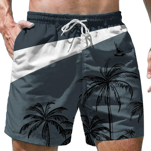 Coconut Tree Shorts - Men's Shorts Summer Beach Pants  Swim Shorts with Pockets