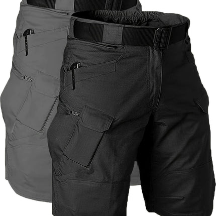 2 Pack Multi-Pocket Tactical Cargo Shorts For Men Work Shorts With Waistband And Zipper