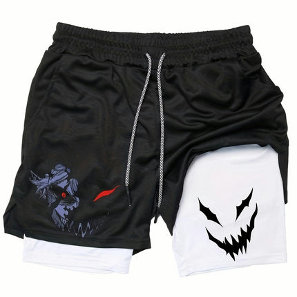 Anime Black Shorts Summer Beach Pants Fitness Training Pant Sports Men's Athletic Gym Shorts