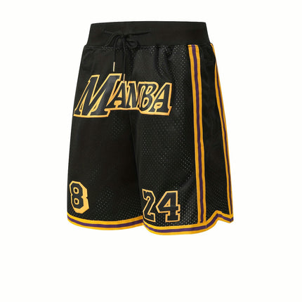 Men's Black Basketball Shorts Casual Breathable Sports Zipper Embroidered Shorts