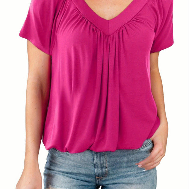 Women's  Soft Casual Short Sleeve V Neck T Shirts for Daily Wear, Outdoor Activities, and Travel