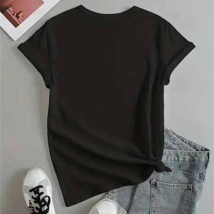 Bear Print T-Shirt for Women - Soft Casual Crew Neck with Short Sleeves for Spring & Summer