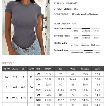 Women's Summer Short Sleeve Tops - Casual Slim Fit Stretch Tees for Going Out