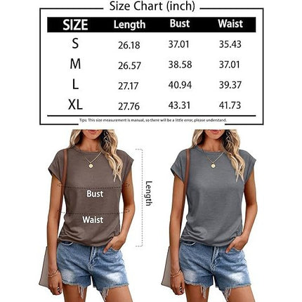 2 Pack Cap Sleeve Crewneck Loose Blouse - Womens Summer Tops T Shirts Casual Tee