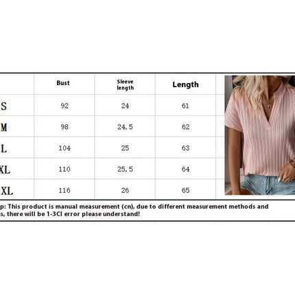 Textured Notch Neck Blouse - Short Sleeve Spring & Summer Top - Casual Wear for Women