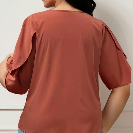 Polyester Blouse with Asymmetric Neckline, Solid Color, All-Season, Shirt for Women