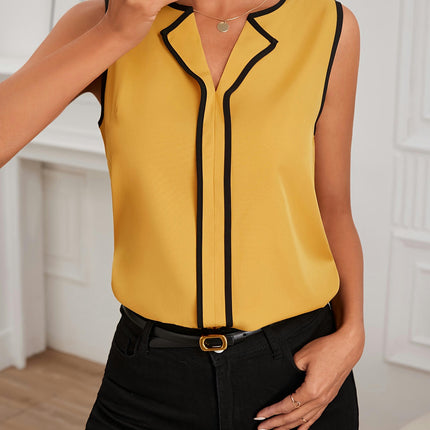 V-Neck Lapel Blouse - Sleeveless Design Perfect for Spring & Summer, Women's Versatile Clothing