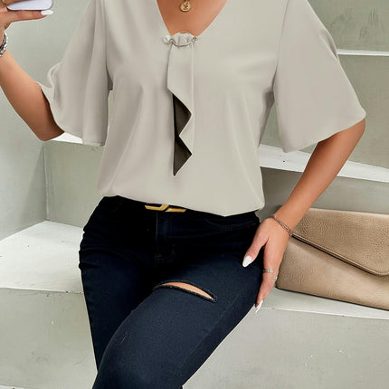 V Neck Blouse -Spring & Summer Top Soft and Flattering Fit-Women's Clothing for Warmer Seasons