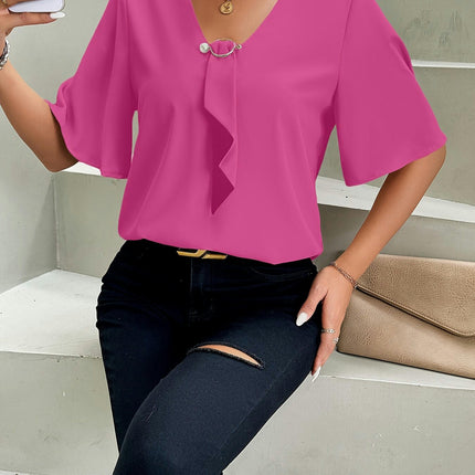 V Neck Blouse -Spring & Summer Top Soft and Flattering Fit-Women's Clothing for Warmer Seasons