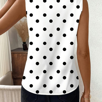 Dot Print V Neck Blouse, Casual Sleeveless Tank Top For Spring & Summer, Women's Clothing