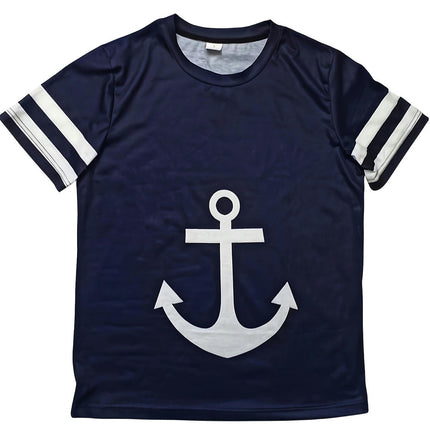 Anchor Print Crew Neck T-shirt, Casual Short Sleeve Top For Spring & Summer, Women's Clothing