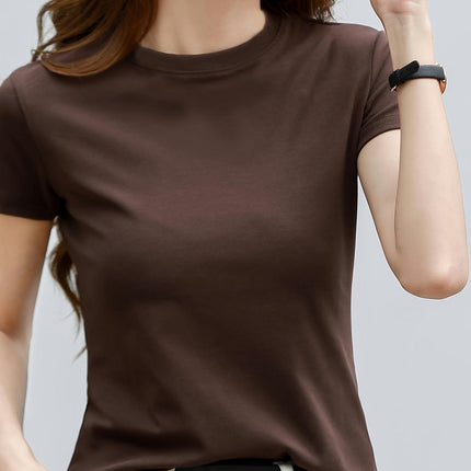 Womens Premium Cotton Crew Neck T-shirt , Lightweight & Breathable Short Sleeve for Summer & Spring