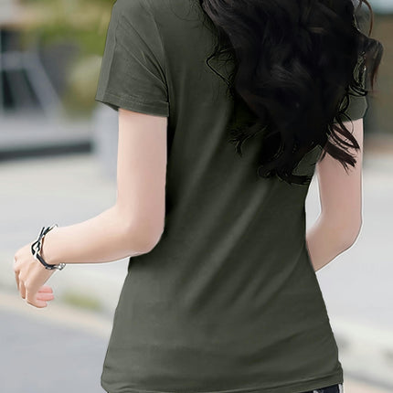 Womens V Neck T-Shirt-Lightweight & Breathable, Soft Fabric, Short Sleeve Casual Top