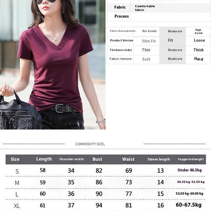 Womens V Neck T-Shirt-Lightweight & Breathable, Soft Fabric, Short Sleeve Casual Top