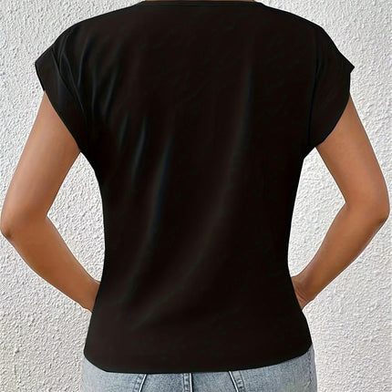 Knot V-Neck T-Shirt - Lightweight & Breathable for Spring/Summer-Casual Wear for Women