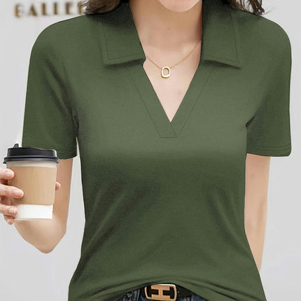 Womens Solid Color T-Shirt - Lightweight & Versatile Short Sleeve Top for Spring & Summer