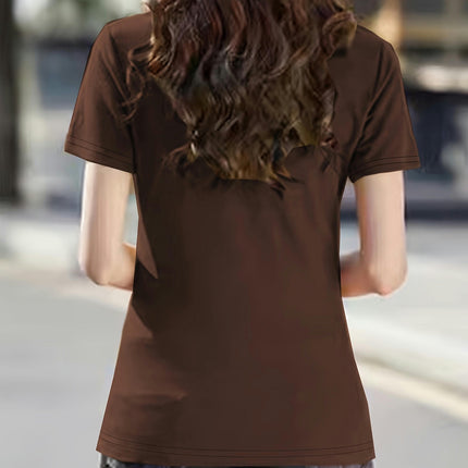 Womens Solid Color T-Shirt - Lightweight & Versatile Short Sleeve Top for Spring & Summer