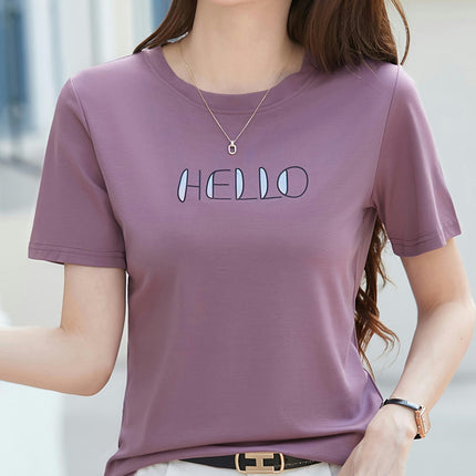 Relaxed Fit Crew Neck T-Shirt for Spring & Summer, Women's Casual Short Sleeve Tee