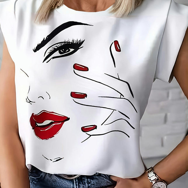 Vibrant Graphic Print Crew Neck T-Shirt-Casual Top Short Sleeve for Spring and Summer