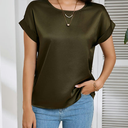 Relaxed Fit T-Shirt Short Sleeve Crew Neck Top for Summer & Spring Women's Casual Clothing