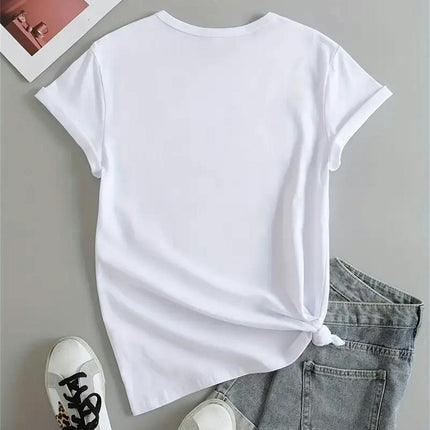 Solid T-Shirt, Crew Neck Short Sleeve Women's Clothing  Casual Top For Summer & Spring