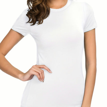 Women's Crewneck Slim Fitted Short Sleeve T-Shirt Stretchy Bodycon Basic Tee Tops Women Clothes