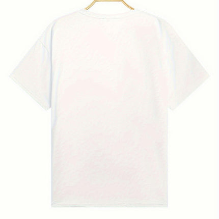 Vibrant Rose Print Crew Neck T-Shirt - Soft, Breathable, Casual Short Sleeve Tee for Spring & Summer