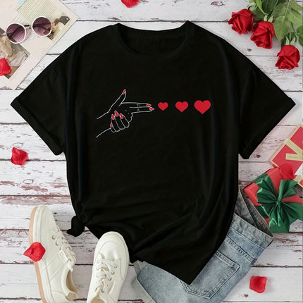 Women's Comfortable and Breathable Heart T-Shirt - Short Sleeve, Round Neck Perfect for Summer