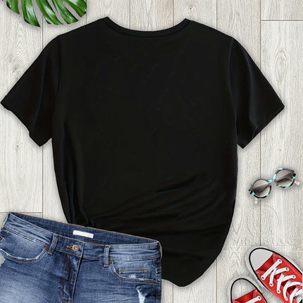 Vibrant Heart Print Crew Neck T-Shirt - Soft, Breathable, Short Sleeve, Casual, Comfortable Summer