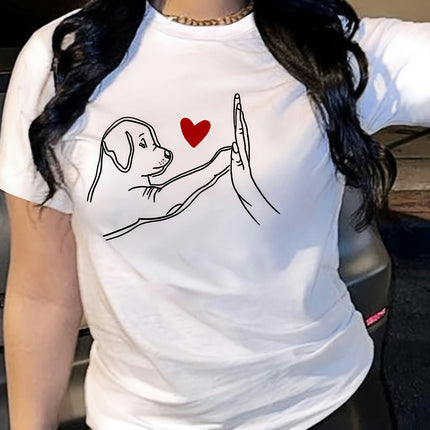 Adorable Womens Dog Print T-Shirt - Short Sleeve, Crew Neck, Lightweight & Breathable Casual Top