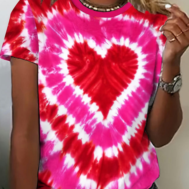 Summer Effortlessly Comfy Women's Heart Print Tee - Casual, Durable & Easy-Care