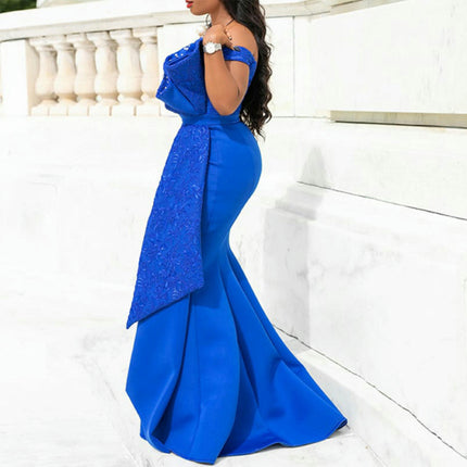 Women Mermaid Beads Prom Dress Long Off The Shoulder Evening Formal Party Gown