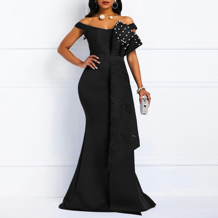 Women Mermaid Beads Prom Dress Long Off The Shoulder Evening Formal Party Gown