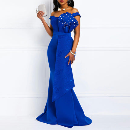 Women Mermaid Beads Prom Dress Long Off The Shoulder Evening Formal Party Gown