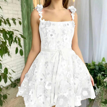 Tulle Homecoming Dresses Flower Embroidery Short Formal Evening Party Gowns for Teens