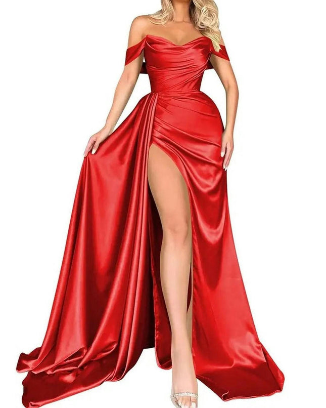 Women's Off Shoulder Prom Dresses Long Formal Evening Gowns with Slit