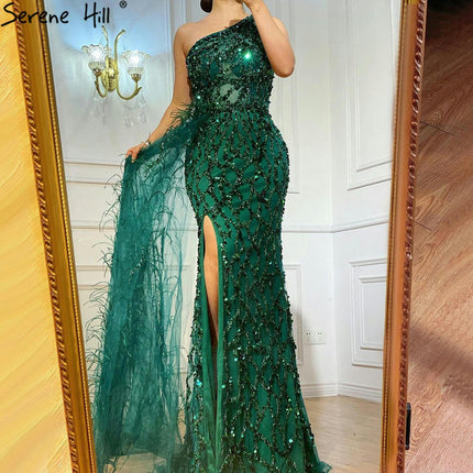 Women's Sparkly Sequin Prom Dresses Slit One Shoulder Dress Evening Formal Gowns